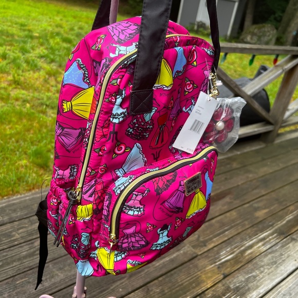 Betsey Johnson Pink Black School Backpack BB16390 - Picture 4 of 9